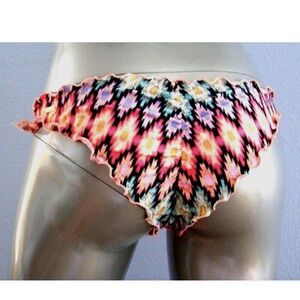 Nwt Victorias Secret Warm Ikat Foil Ruffle Itsy Ruched Bikini Bottom XS
